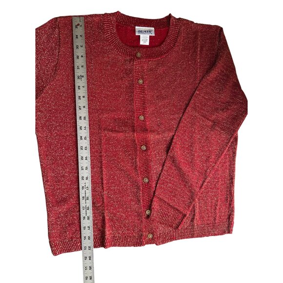 Blair Womens Red Glittery Button-Up Lightweight Cardigan Sweater Medium USA-Made - Picture 8 of 8